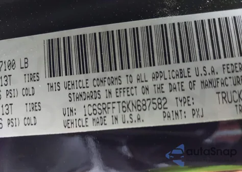 2019 Ram 1500 Big Horn/Lone Star 4X4 5'7 Box from USA, damaged, VIN 1C6SRFFT6KN687582